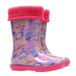 Розови детски ботушки, pvc материя - ежедневни обувки за есента и зимата N 100025115